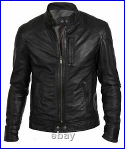 Men's Biker Hunt Black Leather Jacket Cool Looking All Sizes