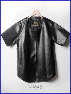 Men's Black Genuine Lamb Leather t-shirt