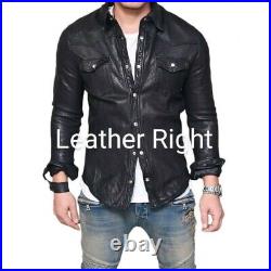 Men's Black Leather Shirt