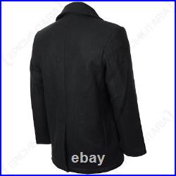 Men's Black US Navy Pea Coat Warm Vintage Style Wool Naval Jacket Overcoat