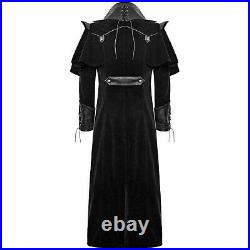 Men's Black Velvet Gothic Steampunk Coat Vintage Regency Highwayman Long coat