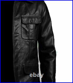 Men's Blazer Coat Biker Black Motorcycle Bomber Vintage Top Real Leather Jacket