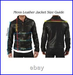 Men's Brown Leather Jacket Slim Biker Motorcycle Lambskin jacket NFS 084
