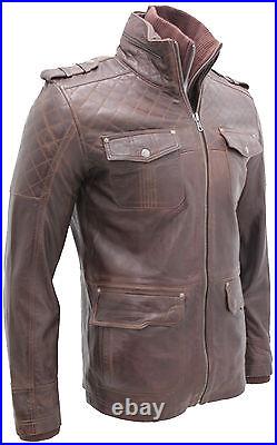 Men's Casual 100% Sheepskin Brown Nappa Leather Quilted Jacket