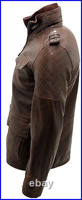 Men's Casual 100% Sheepskin Brown Nappa Leather Quilted Jacket