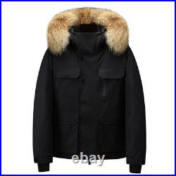 Men's Casual All-Match Quilted Coat Faux Fur Stand Collar Puffer Jacket Parka