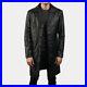 Men's Genuine Lambskin Leather Black Winter Warm Trench Coat Overcoat