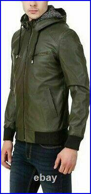 Men's Genuine Lambskin Leather Slim Fit Biker Motorcycle Jacket For Men