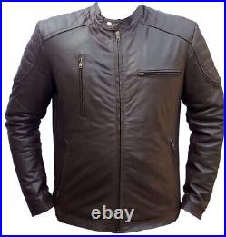 Men's Genuine Real Brown Premium Cow Leather Biker Jacket
