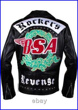 Men's George Micheal Bsa Rocker Revenge Faith Black Biker Real Leather Jacket