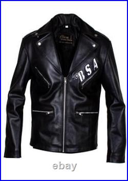 Men's George Micheal Bsa Rocker Revenge Faith Black Biker Real Leather Jacket