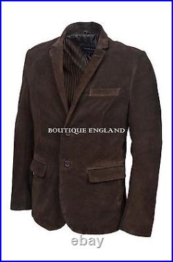 Men's Leather BLAZER Brown Suede Classic ITALIAN Tailored Soft REAL LEATHER 3450