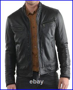 Men's Leather Jacket Genuine Lambskin Tremendous Outerwear Motorcycle Jacket