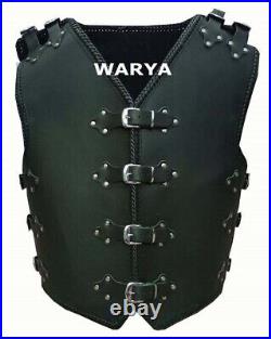 Men's Motorcycle Motorbike Heavy Duty 3-4mm Thick Leather Club Vest Waistcoat