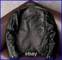 Men's Motorcycle Vintage Distressed Black Real Leather Biker Winter Jacket