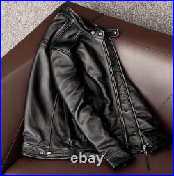 Men's Motorcycle Vintage Distressed Black Real Leather Biker Winter Jacket