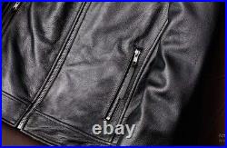 Men's Motorcycle Vintage Distressed Black Real Leather Biker Winter Jacket