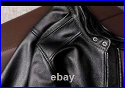 Men's Motorcycle Vintage Distressed Black Real Leather Biker Winter Jacket