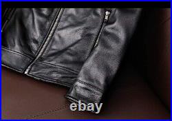 Men's Motorcycle Vintage Distressed Black Real Leather Biker Winter Jacket