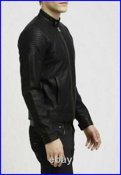 Men's New Leather Jacket Black Pure Lambskin Flight Size S M L XL Custom Size