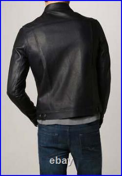 Men's Premium Jeans Style Leather Shirt 100% Soft Lambskin Slim Fit shirt ZL74