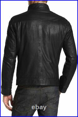 Men's Real Biker Genuine Lambskin Black Urban Leather Jacket Regular Wear Zipper