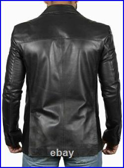 Men's Real Lambskin Blazers New Handmade Genuine Soft Sheep Leather Formal Coat
