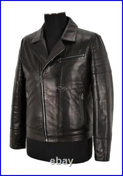 Men's Real Leather Jacket Black 100% Lambskin Classic Casual Fashion Biker Style