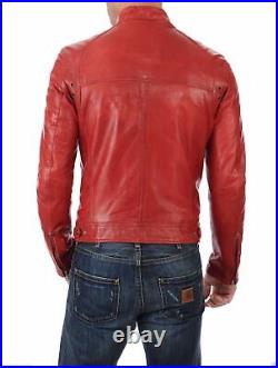Men's Red Real Leather Motorcycle Fashion Biker Style Jackets for men NFS 701