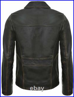 Men's Smart Vintage Black Cow Leather Biker Jacket