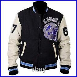 Mens Axel Foley Beverly Hills Cop Jacket Vintage Detroit Lions Letterman Jacket