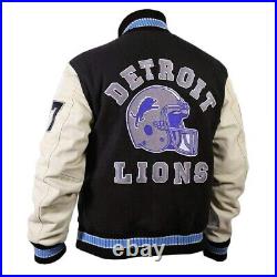 Mens Axel Foley Beverly Hills Cop Jacket Vintage Detroit Lions Letterman Jacket