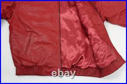 Mens Genuine Lambskin Leather Baseball Jacket Bomber Style Red (all Sizes)