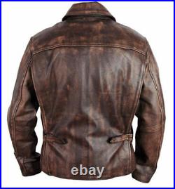 Mens Indiana Jones Harrison Ford Classic Genuine Real Brown Leather Jacket