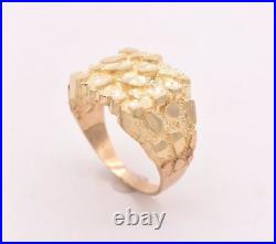 Mens Large Nugget Square Ring Real Solid 10K Yellow Gold ALL SIZES