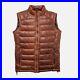 Mens Puffer Leather Vest Sleeveless Pure Brown Lambskin Leather Vest