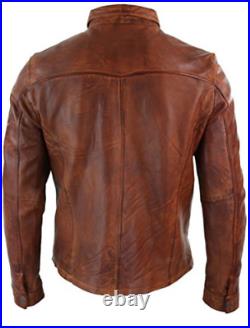 Mens Shirt Jacket Brown Real Soft Genuine Waxed Leather Shirt All Sizes
