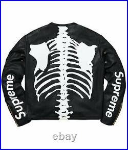 Mens Skeleton Bones Jacket Biker Motorcycle Padded Cowhide Leather Jacket