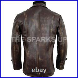 Mens Stylish New Cafe Racer Biker Genuine Distressed Brown Sheep Leather Jacket