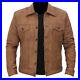 Mens TRUCKER Real Leather Western Jacket Classic Denim Cowboy Style Shirt Jacket
