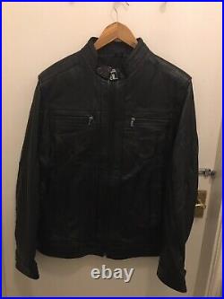 Mens zip up leather jacket, size L
