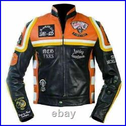 Mickey Rourke HDMM Vintage Motorcycle Racing Biker Marlboro Leather Jacket