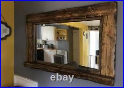 Mirror Large Wooden Rustic Farmhouse Country Mirror + candle shelf all colours