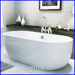 Modern Freestanding Bath Luxury Double Ended Built in Waste White Acrylic All