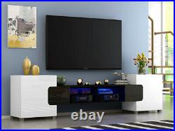 Modern LED TV Unit Large 230cm Stand TV Cabinet High Gloss Doors FREE LED Lights