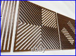 Modern Wood Wall Art Geometric, Large Wood Wall Art for Contemporary Interiors