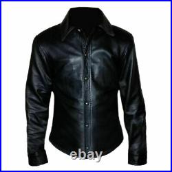 NEW Classic Stylish Men's Leather Shirt 100% Real Lambskin Slim Fit shirt ZL63