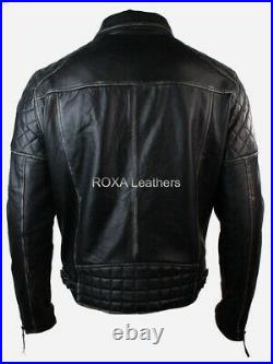 NEW Stylish Men's Genuine Cow Hide Real Leather Jacket Black Biker Designer Coat