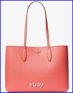 NWB Kate Spade All Day Large Tote Peach Melba Leather Pouch PXR00297 Gift Bag FS