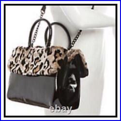 NWT $118 Betsey Johnson STRIP TEASE 2 In 1 Leopard Crossbody Bag PURSE $118 Rare